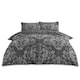 image 1 of VELVETIO Ananias Damask Complete Duvet Cover Set with Fitted Sheet Printed Bedding Quilt Grey | Double