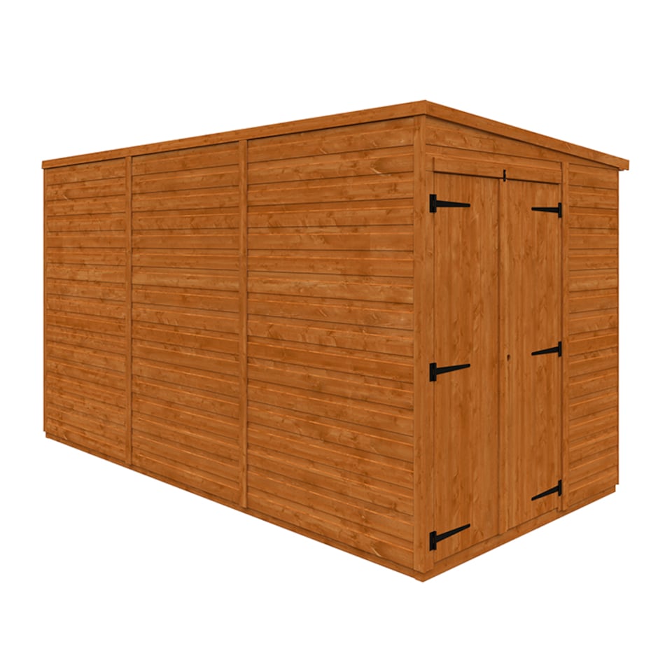 image 1 of 12x6 Flex Pent Double Door Windowless 12mm Flex - L353.8 x W175 x H203 cm - Solid Wood/Softwood/Pine - Burnt Orange
