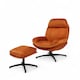 image 3 of Velvet Orange Brenna Swivel Armchair with Footstool