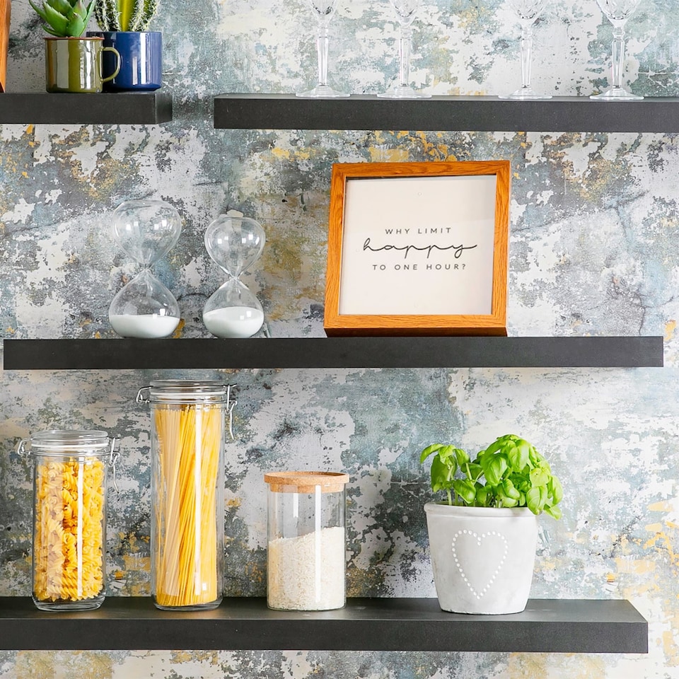 image 1 of Harbour Housewares Modern Floating Wall Shelves - 80cm - Black - Pack of 6