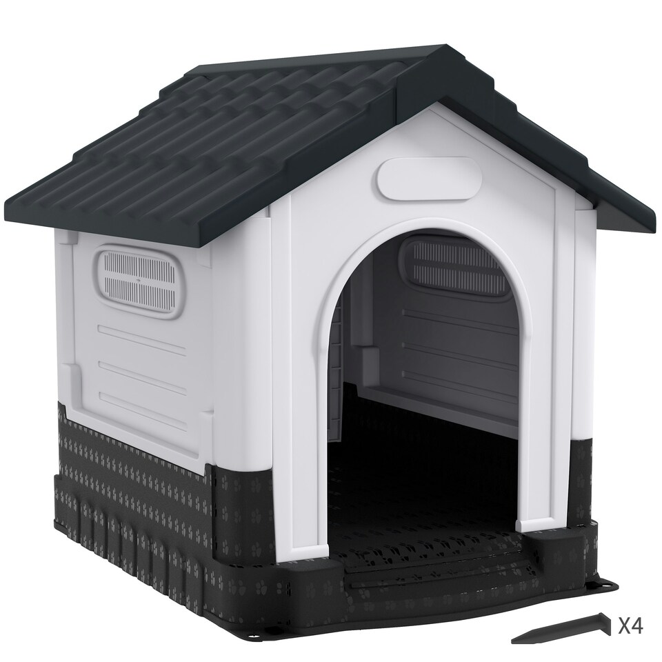 image 1 of PawHut Dog Kennel for Outside, for M and L Dogs, 101 x 88 x 99cm, Grey