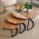 image 7 of Nest 3 Tables Solid Acacia Wooden Top Home Compact Furniture Design Living Room