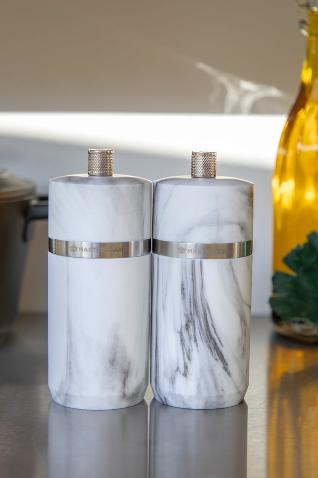 image 1 of MasterClass Salt or Pepper Mill, 12cm Marble Finish Spice Grinder