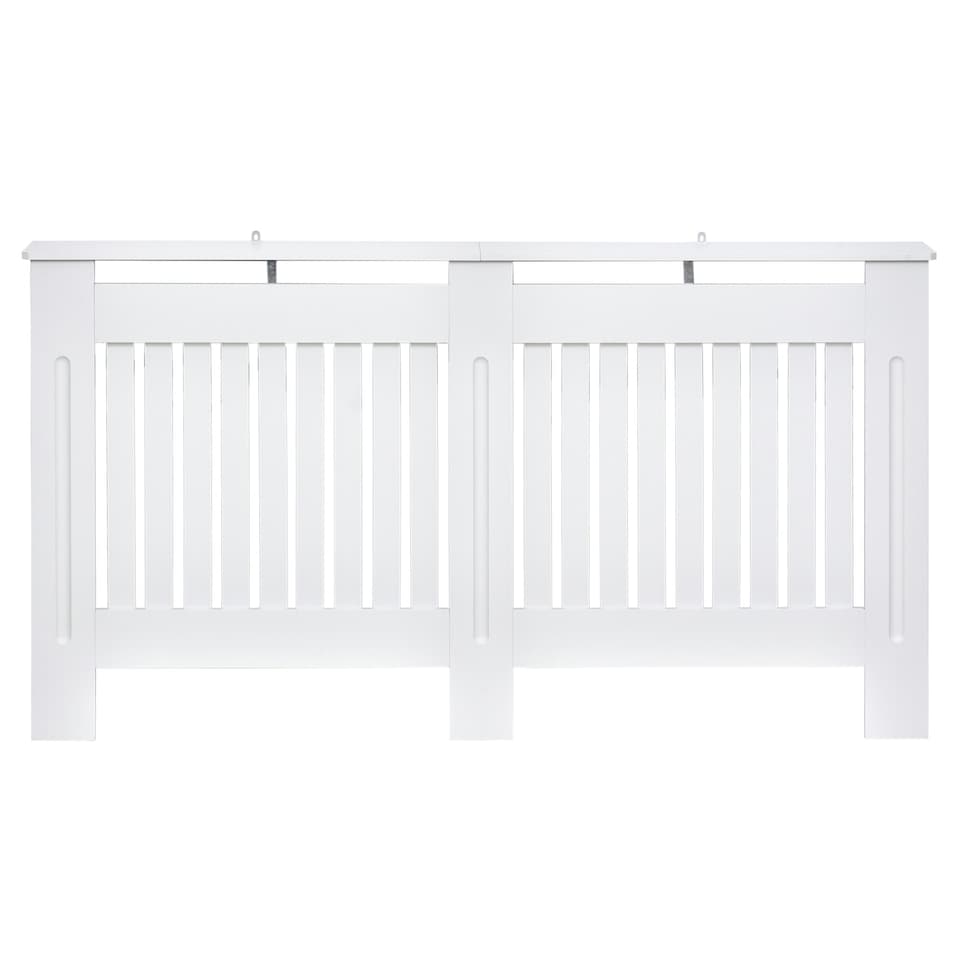 image 1 of HOMCOM Radiator Cover Painted Slatted MDF Cabinet Lined Grill 112x19x81cm