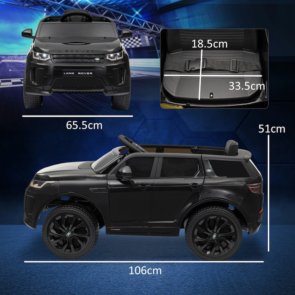 image 1 of AIYAPLAY Licensed Land Rover, Kids Electric Car w/ Remote, Music, Black