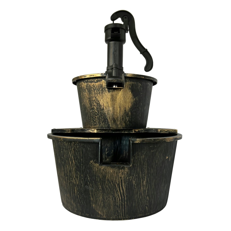 image 1 of Oypla 2 Tier Cascading Barrel Garden Water Pump Fountain Feature