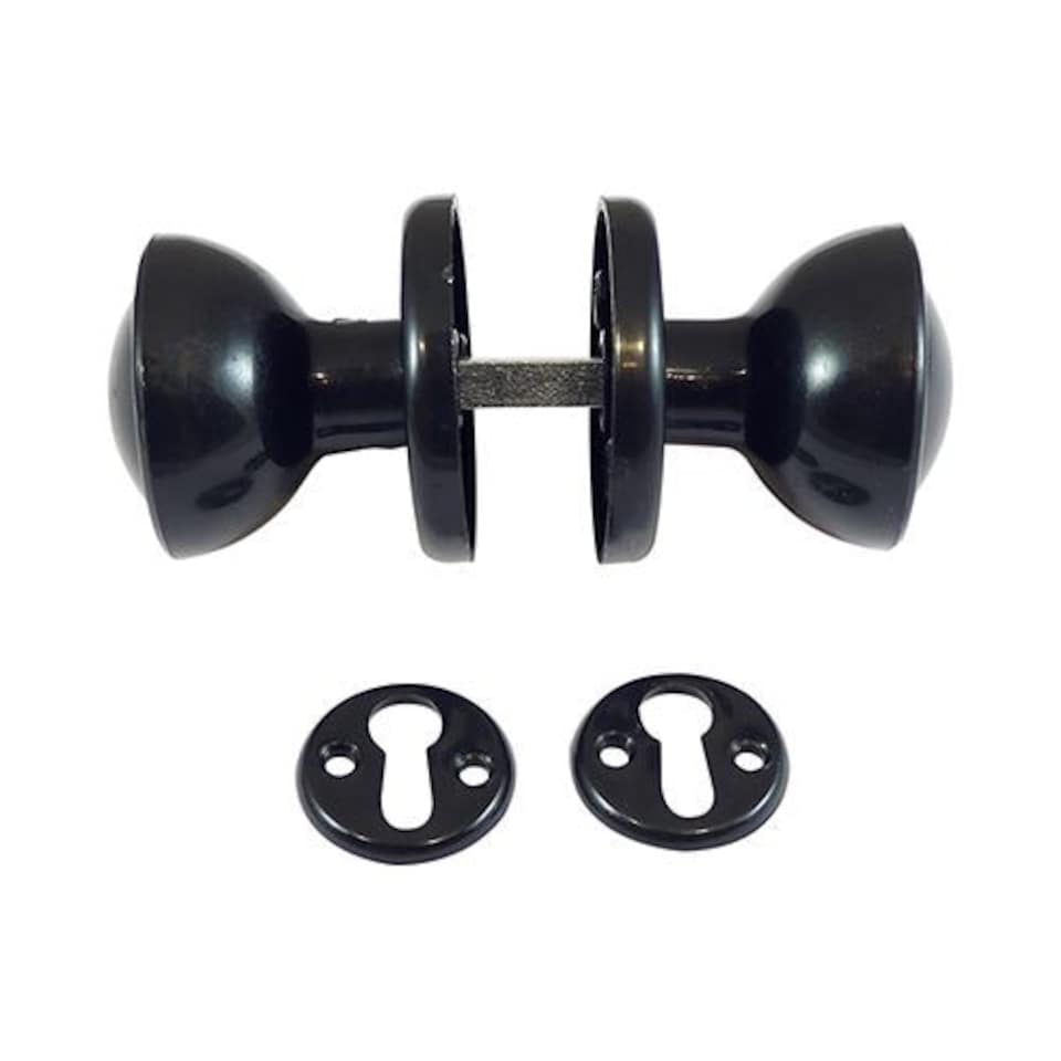 Timco - Plastic Rim / Mortice Knob Set - Black (Size 50mm - 1 Each)