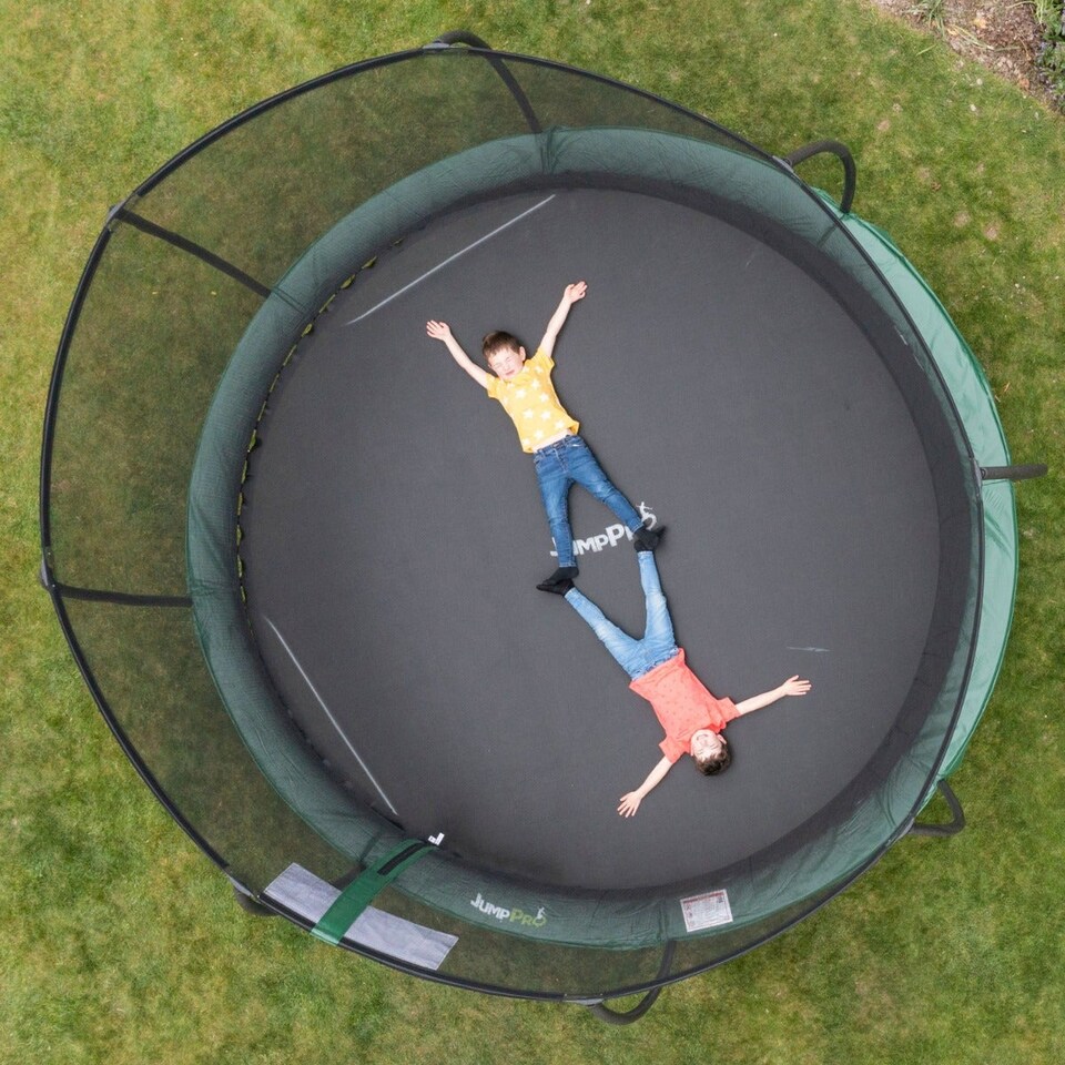 image 1 of 10ft JumpPRO® Xcite Green Round Trampoline with Enclosure