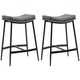 image 1 of HOMCOM Breakfast Bar Stools Set of 2, Microfibre Upholstered Barstools, Industrial Bar Chairs with Curved Seat and Steel Frame for Dining Room, Kitchen, Grey