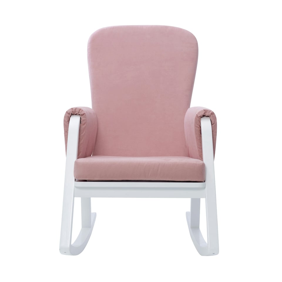 image 1 of Dursley Rocking Chair - Comfortable Rocking Chair With Padded Support, Suedette Fabric With Side Pockets & Compact Design (Blush Pink)