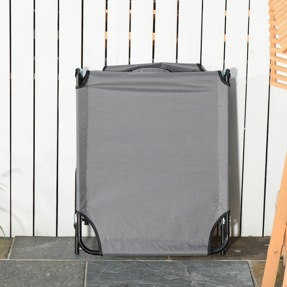 image 1 of Outsunny Folding Sun Lounger with Face Hole, 4-Position Adjustable Backrest Garden Recliner Chair Sunbed, Outdoor Lounge Chair with 600 D Oxford Cloth Seat, Pillow for Beach | Grey