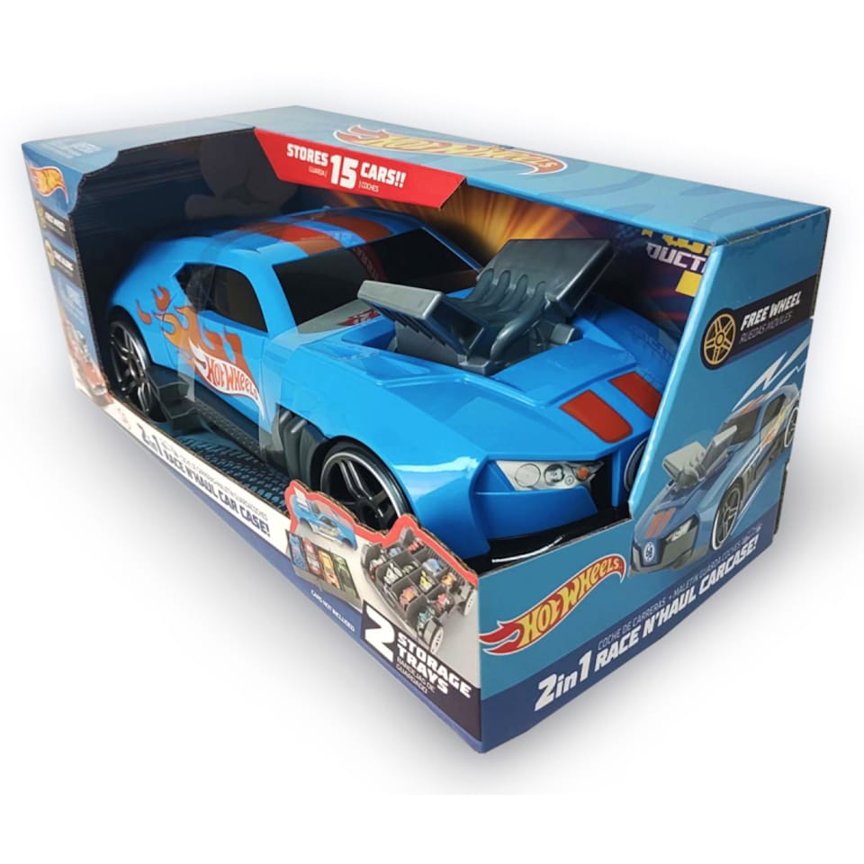 image 1 of Hot Wheels HWCC15 2-in-1 Race N Haul Car Case with Retractable Handle
