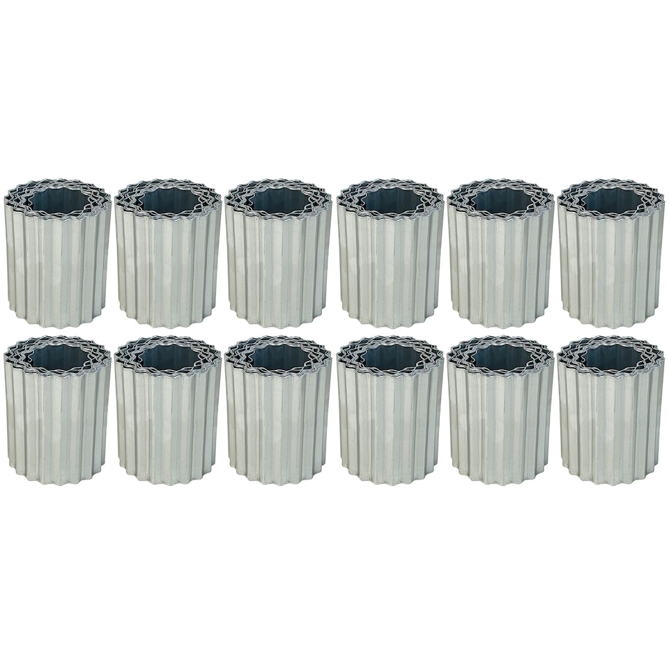 image 1 of Galvanised Metal Corrugated Garden Lawn Edging (5m x 16.5cm) - 12 Rolls