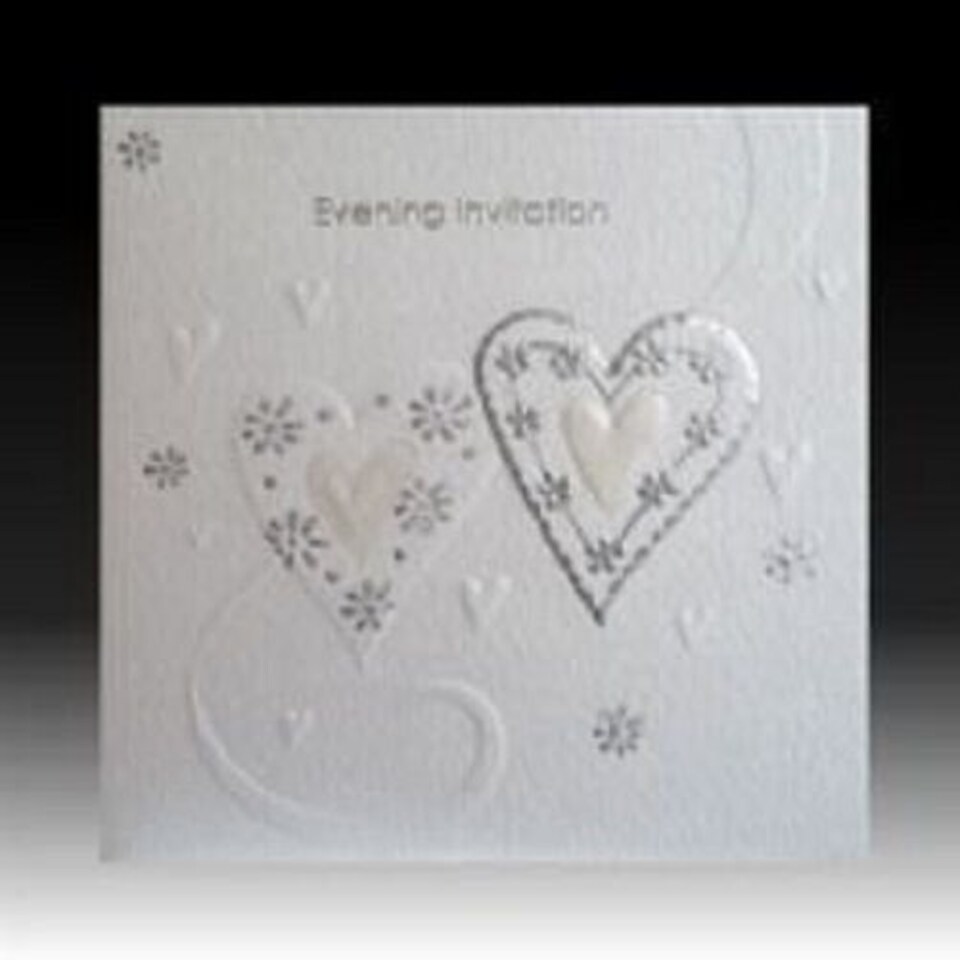 image 1 of Luxury White Ribbon Wedding Evening Invitation Cards - Pack of 5