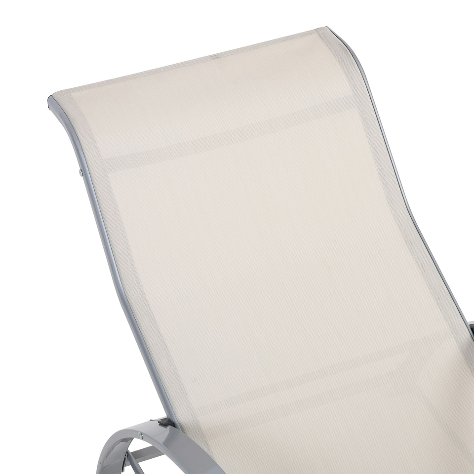 image 1 of Outsunny 3 Pieces Lounge Chair Set Garden Sunbathing Chair w/ Table Cream