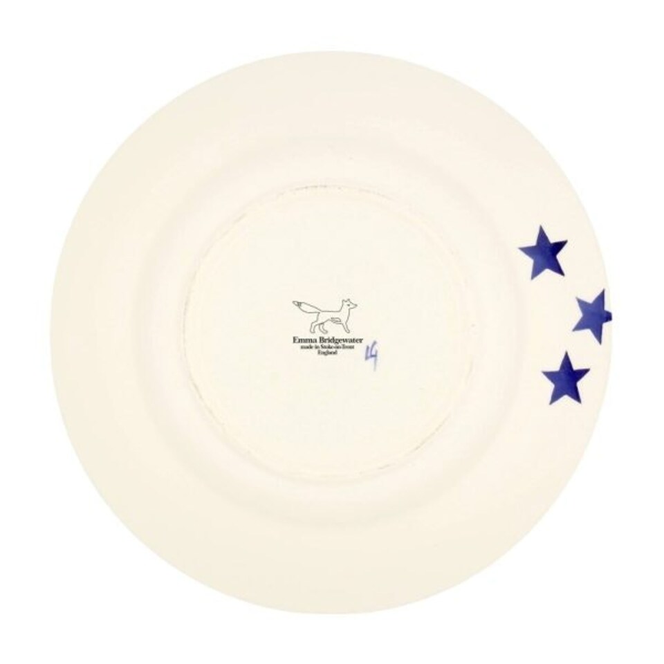 image 1 of Breakfast/Salad Plate: 1 x 21.5cm Emma Bridgewater Breakfast Plate Blue Star, Ceramic White