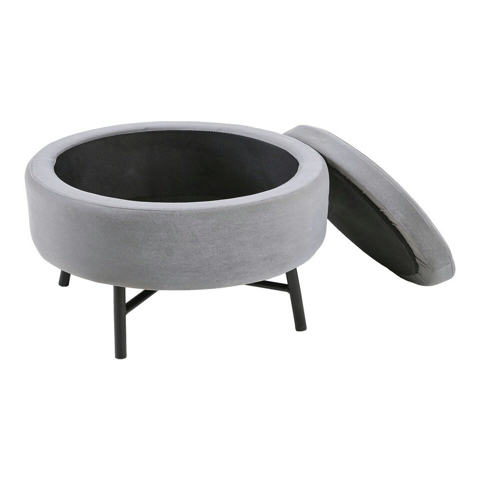 image 1 of Living and Home Contemporary Velvet Ottoman Metal Legs