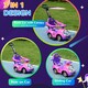 image 3 of AIYAPLAY 3 in 1 Ride on Push Car, Cartoon Robot Theme Foot to Floor Slider, Baby Push Along Car with Parent Handle, Light Music Horn, Underneath Storage, for Boys Girls 12-36 Months - Pink