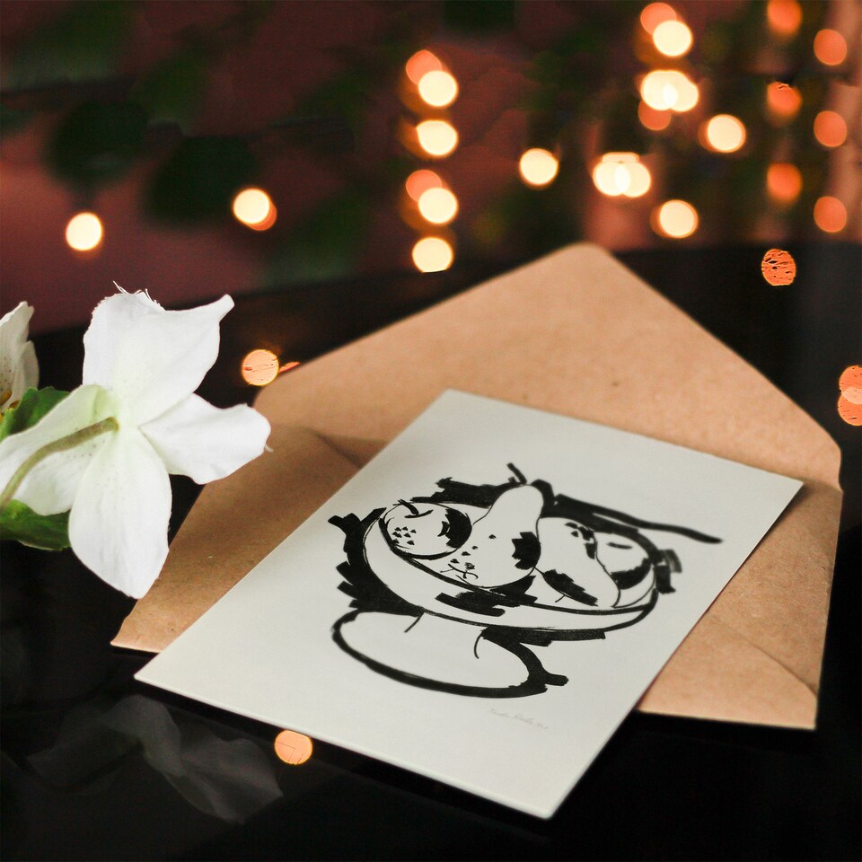 image 1 of Marsden Hartley Art Card Bowl of Fruit Still Life Sketch