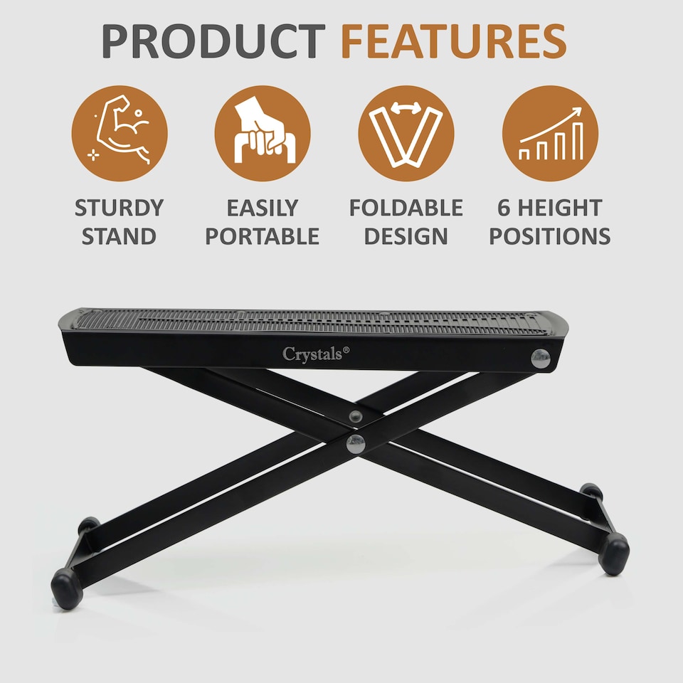 image 1 of Adjustable Guitar Footrest Classical Acoustic Footstool Stand for Musicians