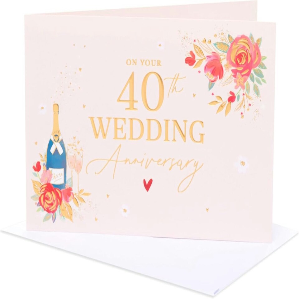 image 1 of Gold Text Design 40th Wedding Anniversary Congratulations Card