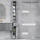 image 3 of kleankin Slim Bathroom Cabinet w/ Open Shelves and 2 Door Cupboards, Grey Grey