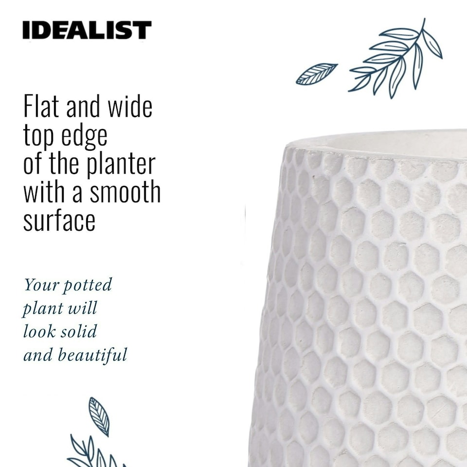 image 1 of Honeycomb Style White Planter with Legs, Round Indoor Plant Pot Stand for Indoor Plants by Idealist Lite D30 H43 cm, 19L
