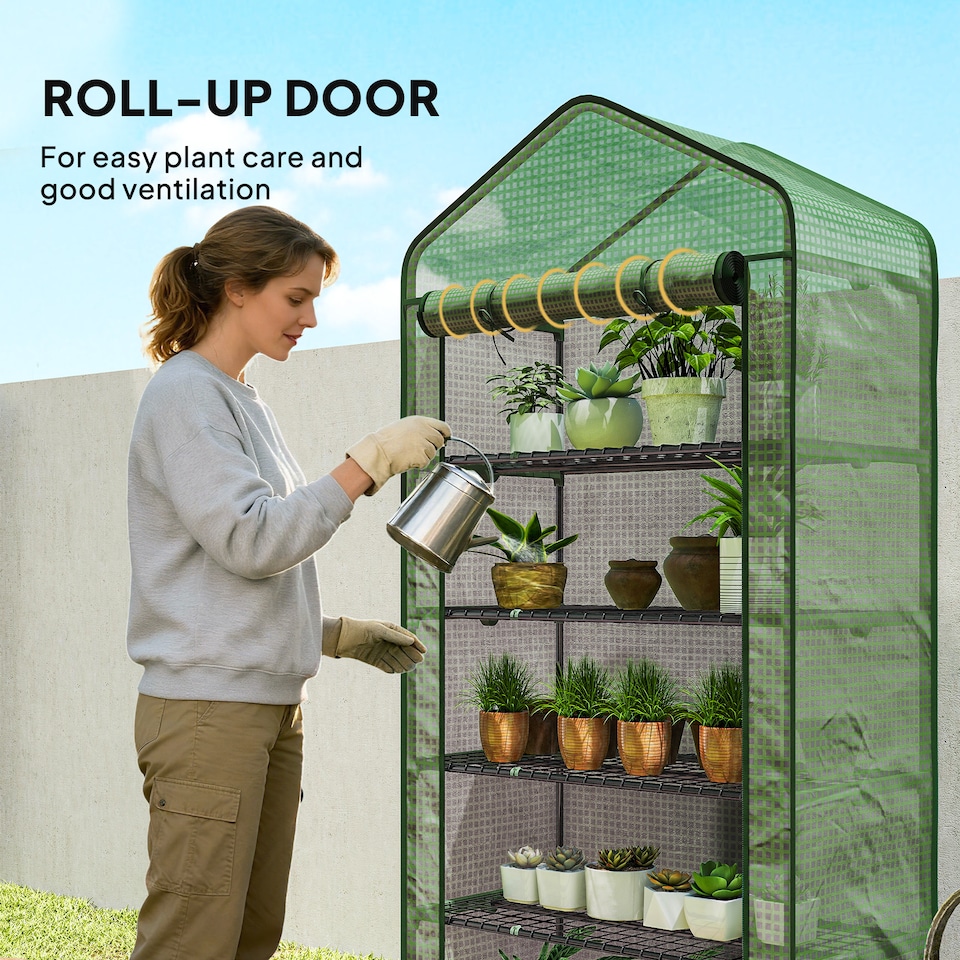 image 1 of Outsunny Widened Mini Greenhouse 5 Tier Green House, 193H x 90W x 49Dcm, Green