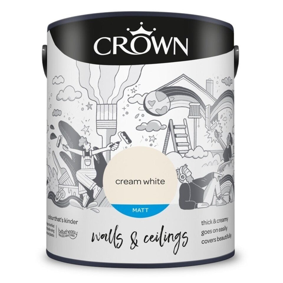 image 1 of Crown Matt Emulsion Cream White 5L
