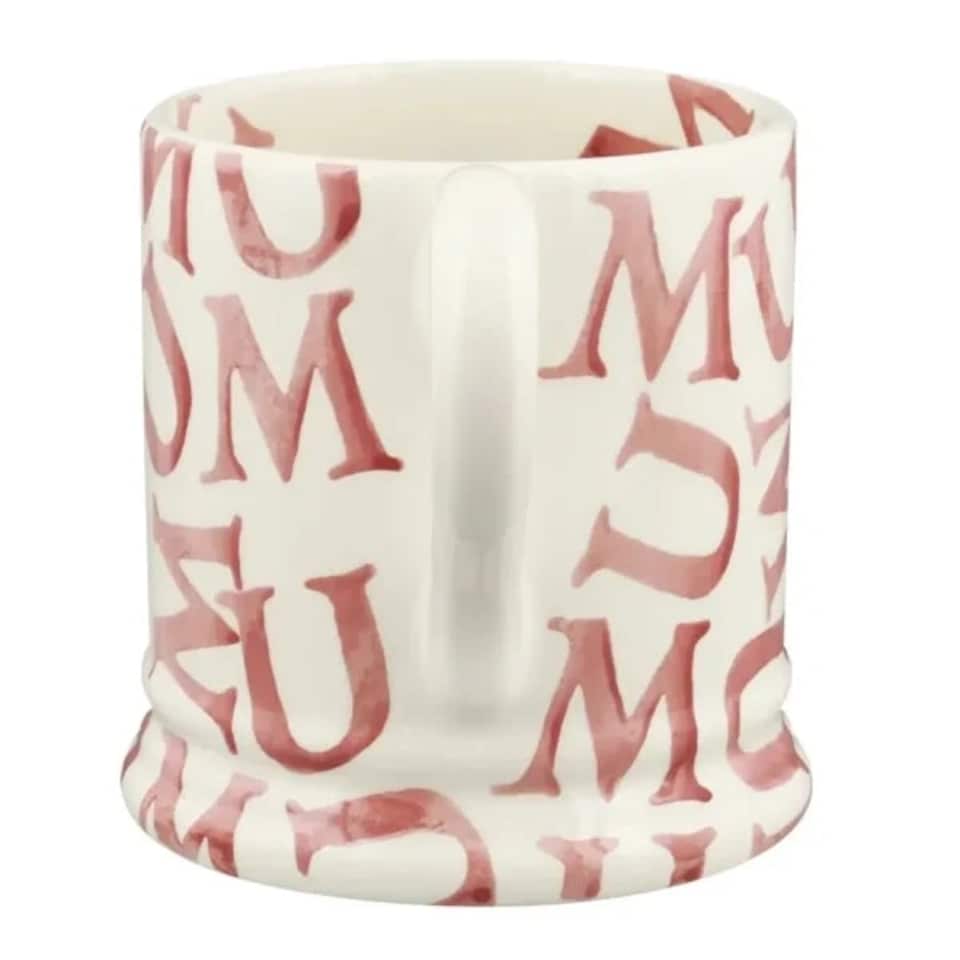 image 1 of Mug: 1 x 300ml Emma Bridgewater M.U.M Pink Half Pint Mug, Ceramic | White | 1