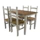 image 3 of Premium Corona Rectangular Dining Set with Table and 4 Chairs in Grey or Brown Waxed Pine - Solid Wood | Grey | Grey | 1