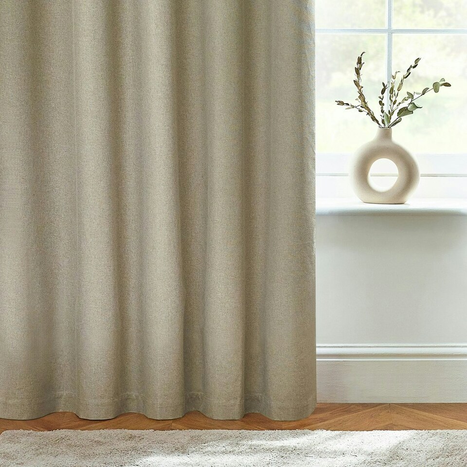 image 1 of furn. Dawn Blackout Natural Eyelet Curtains (W)229cm x (D)229cm | Multi