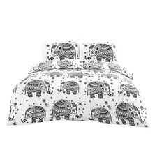 Elephant Print Duvet Set Beautiful Boho Bedding for a Serene Bedroom | White | Single