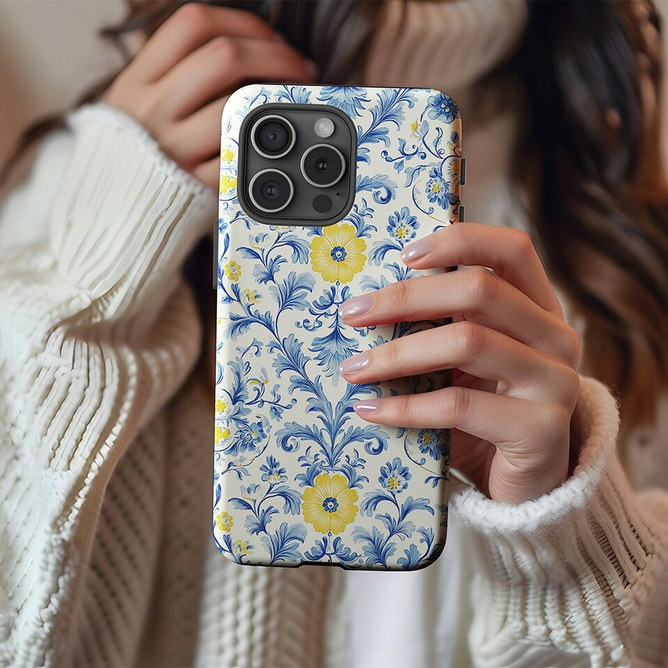 image 1 of Blue And Yellow Floral Phone Case | Blue | iPhone 13
Slim | iPhone 13
Slim