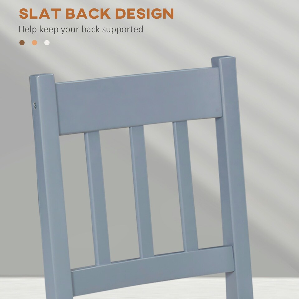 image 1 of HOMCOM Dining Chairs Set of 2, Pine Wood Frame, Slat Back for Kitchen Grey