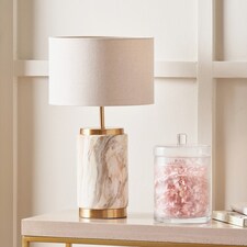 Cylinder Natural Stone Effect Ceramic Table Lamp | Brown | Natural | 1