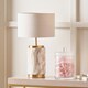 image 1 of Cylinder Natural Stone Effect Ceramic Table Lamp | Brown | Natural | 1