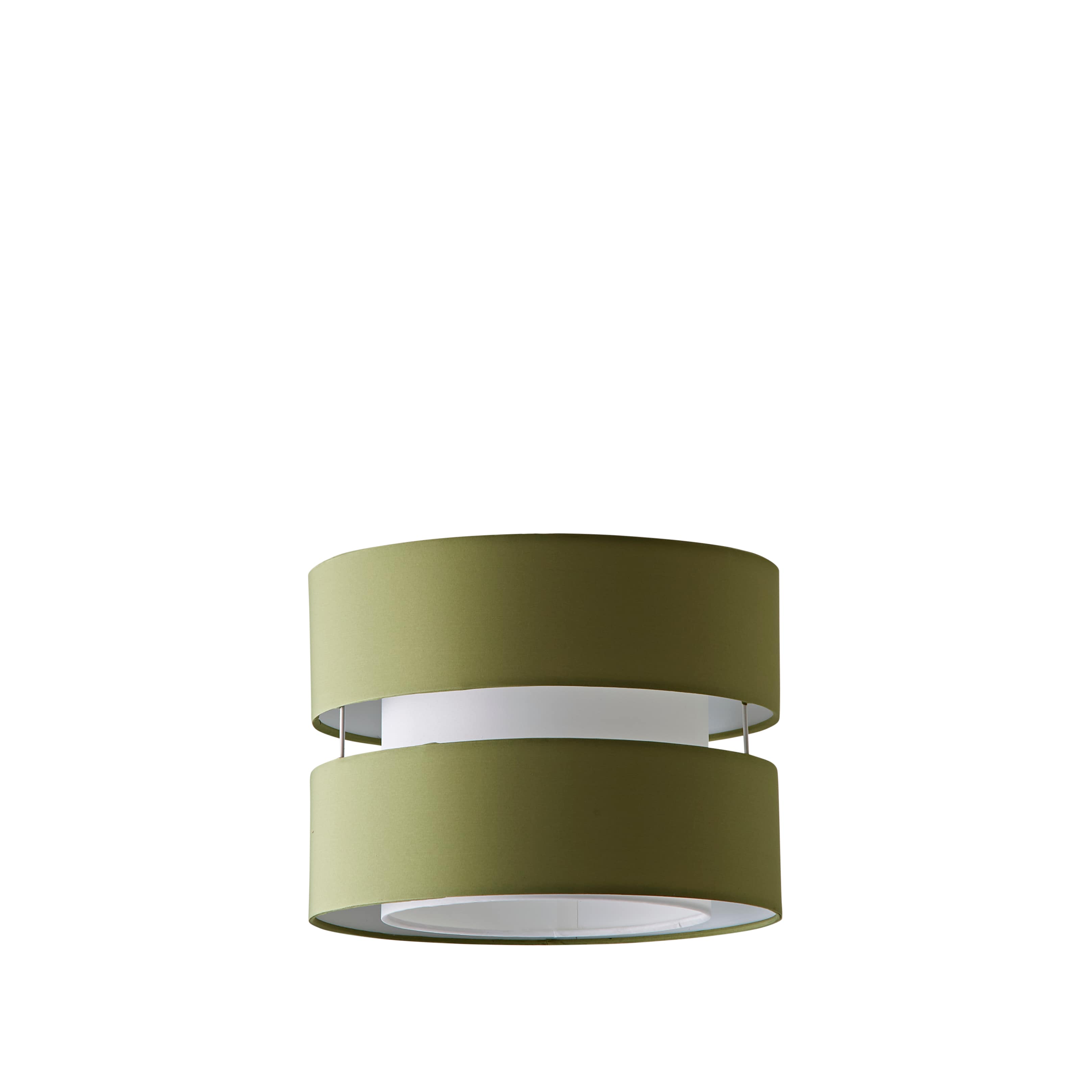 ValueLights Sophia Small 26cm Drum Easy Fit Ceiling Light Lamp Shade with Bulb in Olive | Size: 10 inches