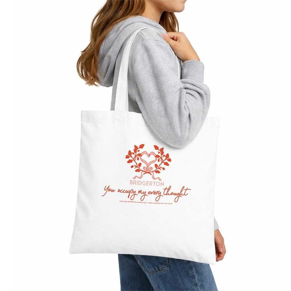 image 1 of Bridgerton Occupy My Thoughts Tote Bag | White | White | 1