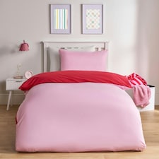 OHS Reversible Microfibre Duvet Cover and Pillowcase Bedding Set Pink | Red | Single