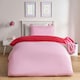 image 1 of OHS Reversible Microfibre Duvet Cover and Pillowcase Bedding Set Pink | Red | Single