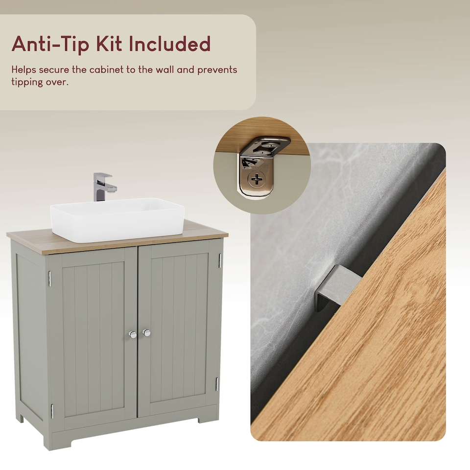 image 1 of Bath Vida Priano 2 Door Under Sink Freestanding Bathroom Cabinet, Grey & Oak | Grey | Grey & Oak | 1