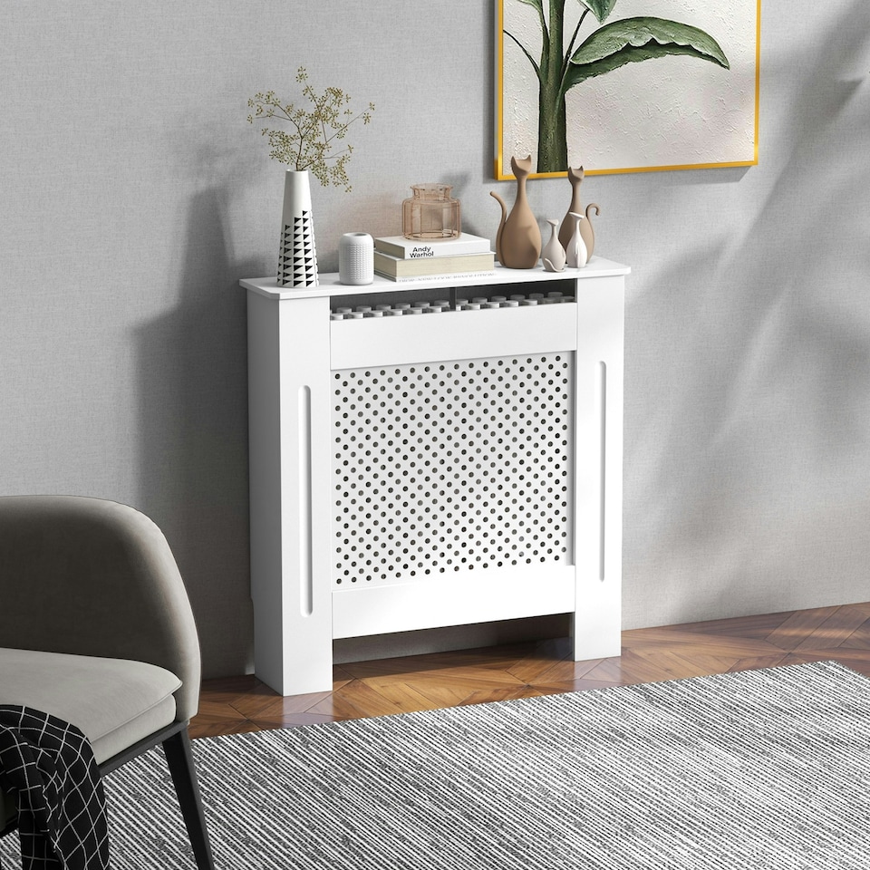 image 1 of HOMCOM Radiator Cover Heating Cabinet Solid MDF Small Sized White Modern Home