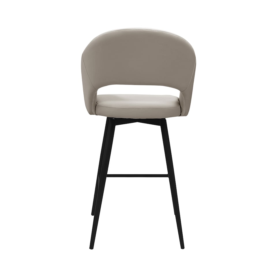 image 1 of Bentley Designs - Sterling 180° Return Swivel Barstool With Black Sand Powder Coated Legs - Ivory Faux Leather (Single)