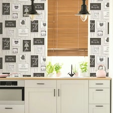 Contour Framed Quotes Black  & White Washable Wallpaper Black | White