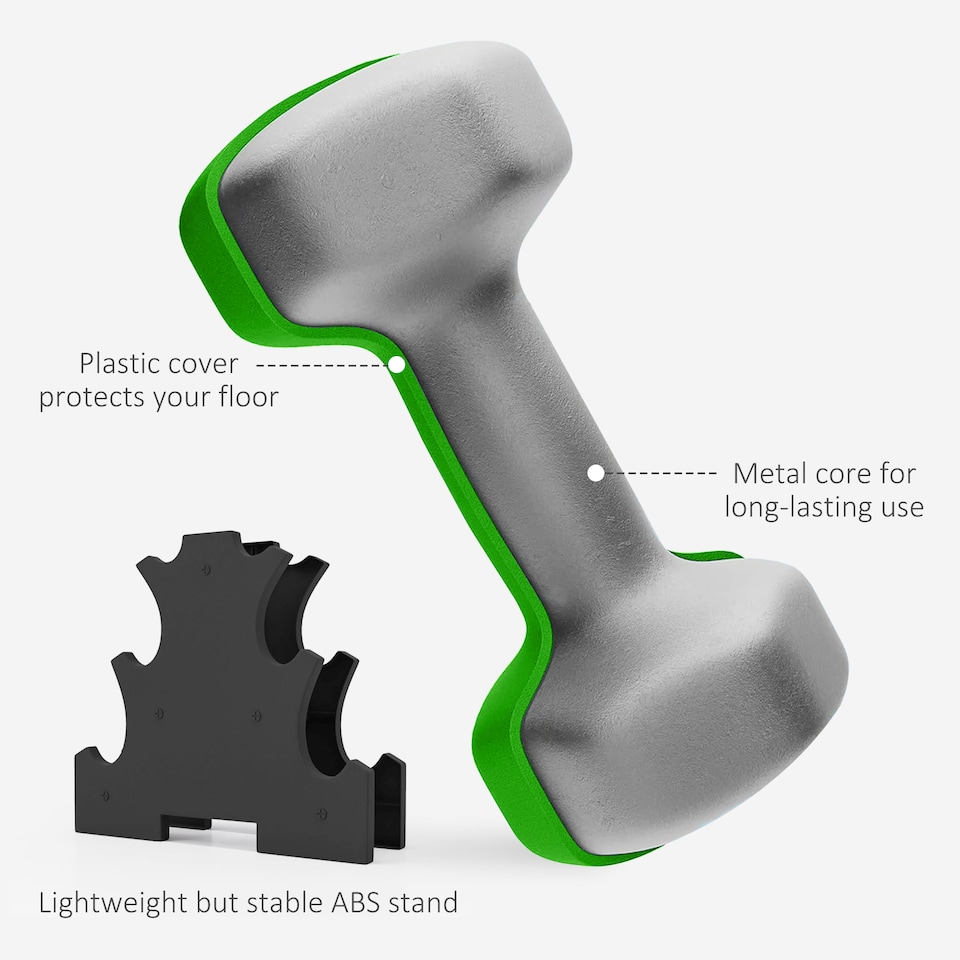 image 1 of SPORTNOW Hex Dumbbells Set with Dumbbells Rack, 2 x 1kg, 2 x 2kg, 2 x 3kg