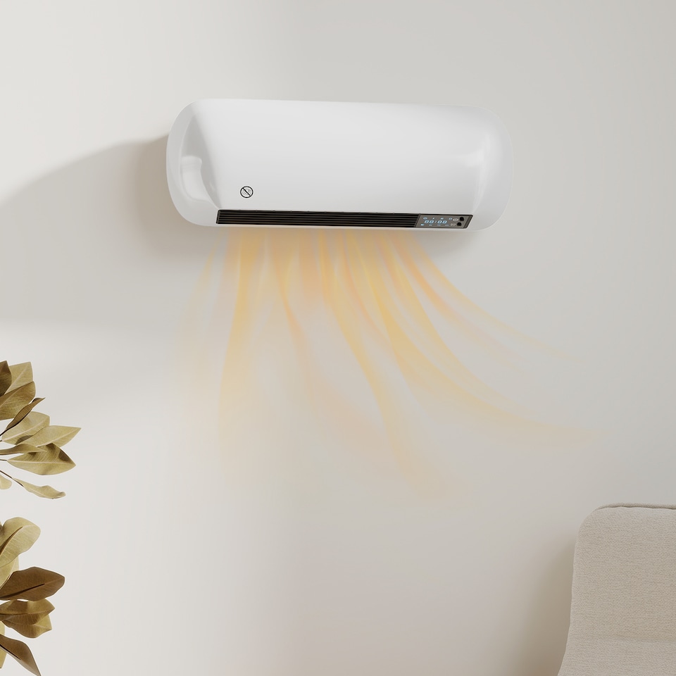 image 1 of HOMCOM Ceramic Electric Heater 2000W with Fan, Wall Mounted, White | White