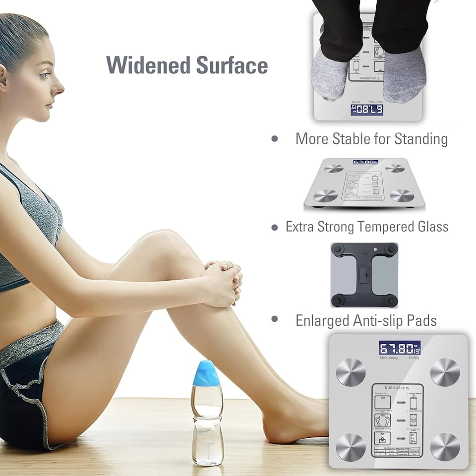 image 1 of Smart Bluetooth Weight Scales Bathroom Scales Weighing Body Scale with App Fitness Tracking High Accuracy Body Composition Monitor