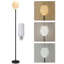 HOMCOM 3D Printed Standing Lamp with Rose Shade, 3 Colour Temperature, White | White