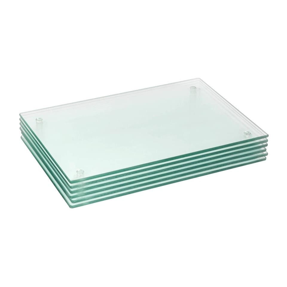 image 1 of Harbour Housewares Glass Placemats - 30 x 20cm - Clear - Pack of 6 | Clear | Clear